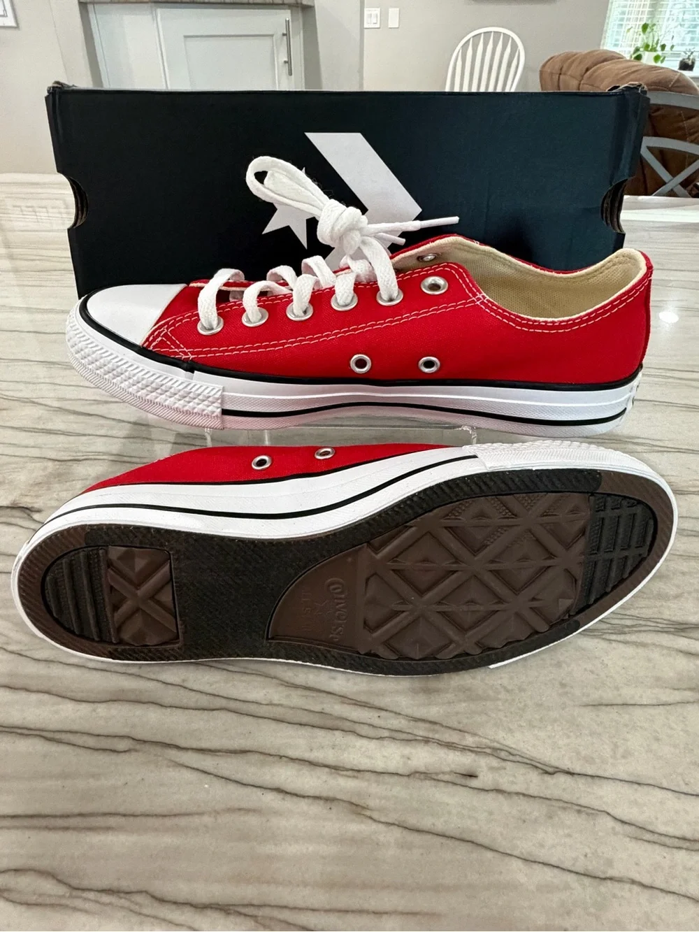 Women’s Converse Low Top Sneakers in Red - Picture 4 of 5
